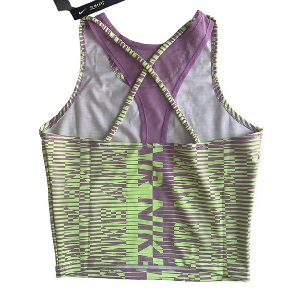NWT NIKE AIR  crop lavender and pistachio / lime green graphic print‎ tank top S - Picture 7 of 8